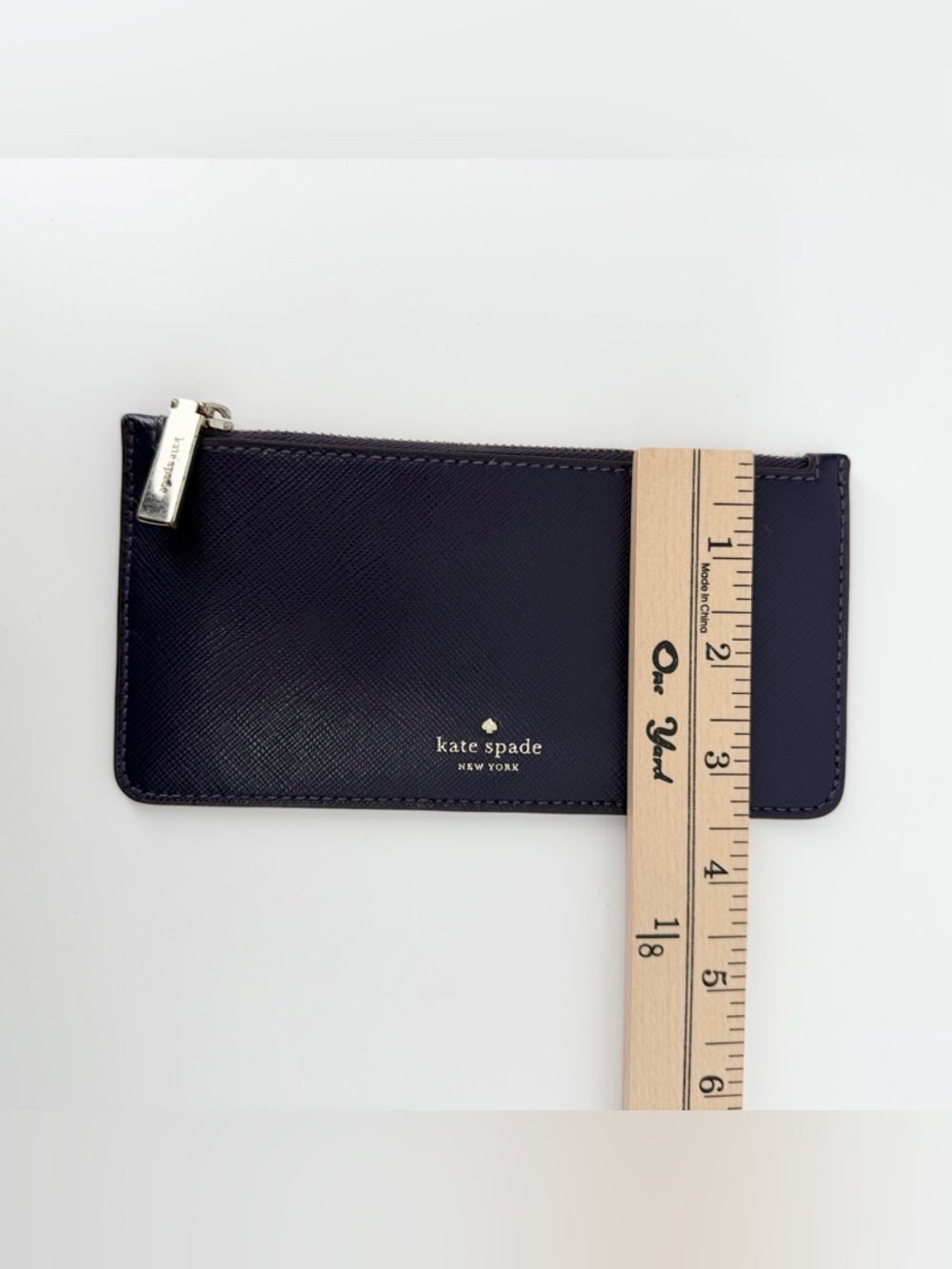 Kate Spade Deep Purple Saffiano Leather Zippered Money/Card Pouch (S362) 7”x3.5” - Picture 10 of 11